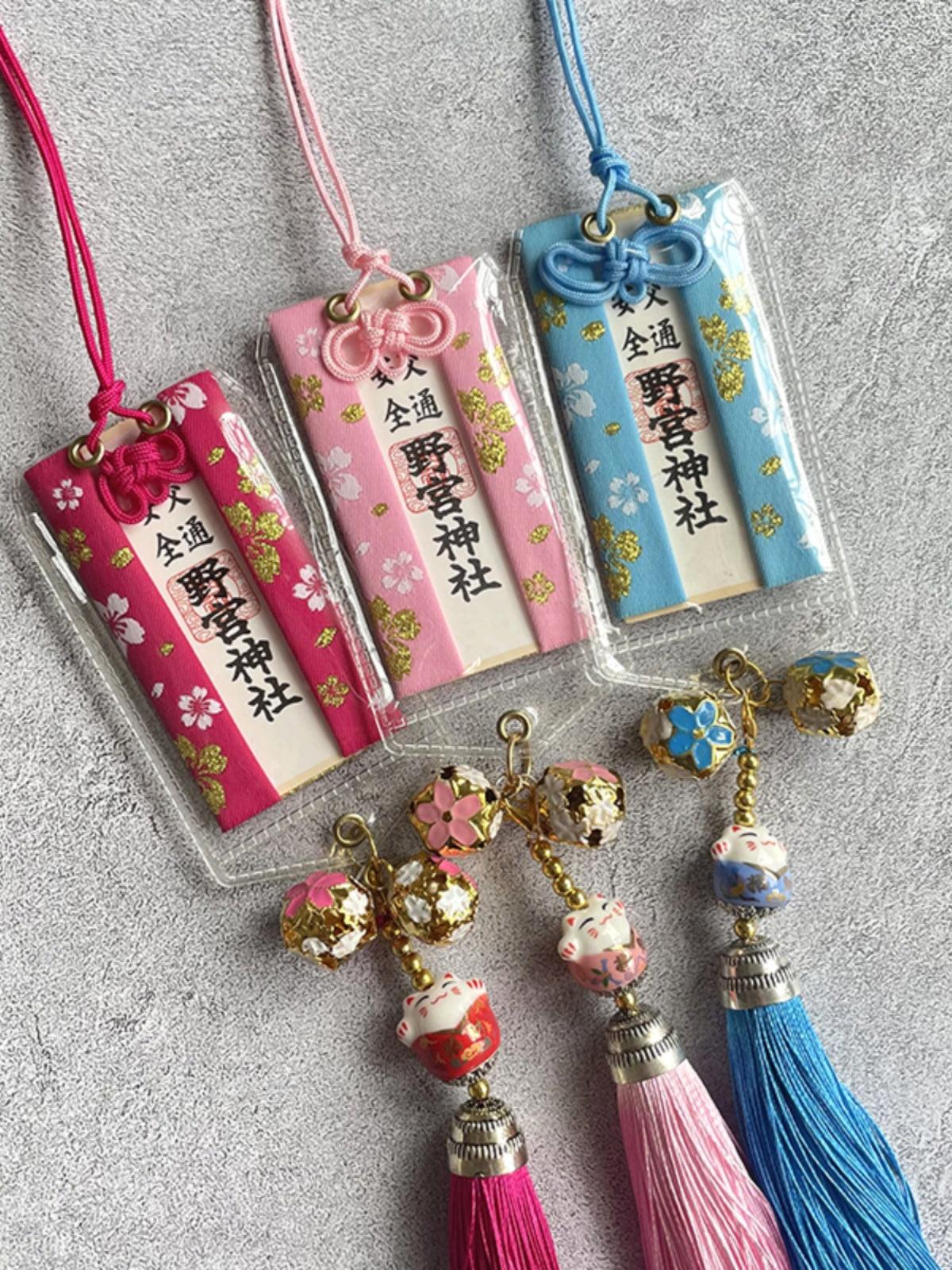 Japanese Car Rear View Mirror Traffic Safety Amulet Travel Safe Driving Pendant Good Luck Cherry Blossom Bell - Drift RC Model