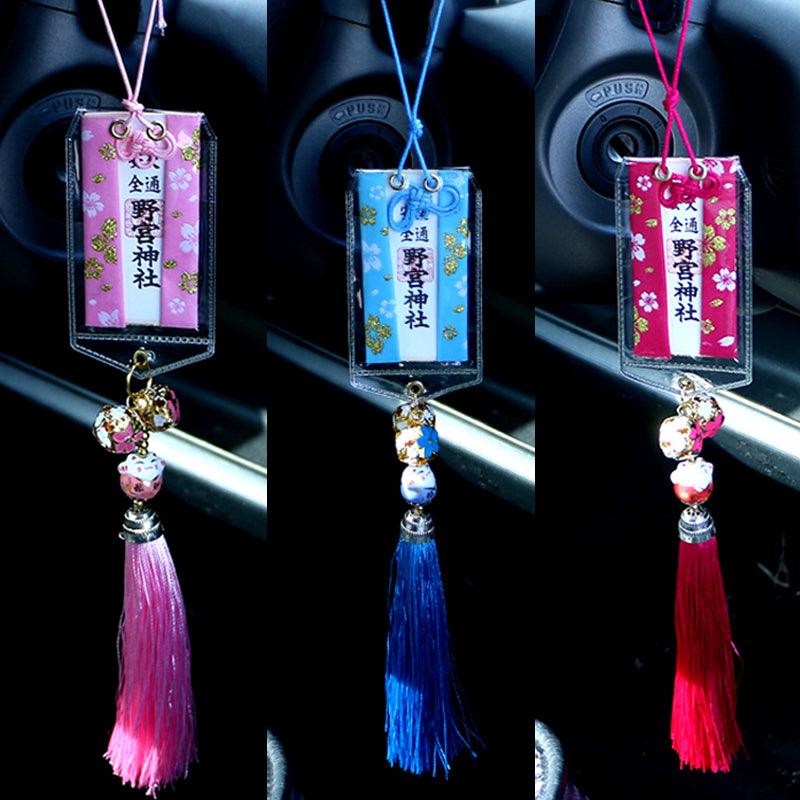 Japanese Car Rear View Mirror Traffic Safety Amulet Travel Safe Driving Pendant Good Luck Cherry Blossom Bell - Drift RC Model