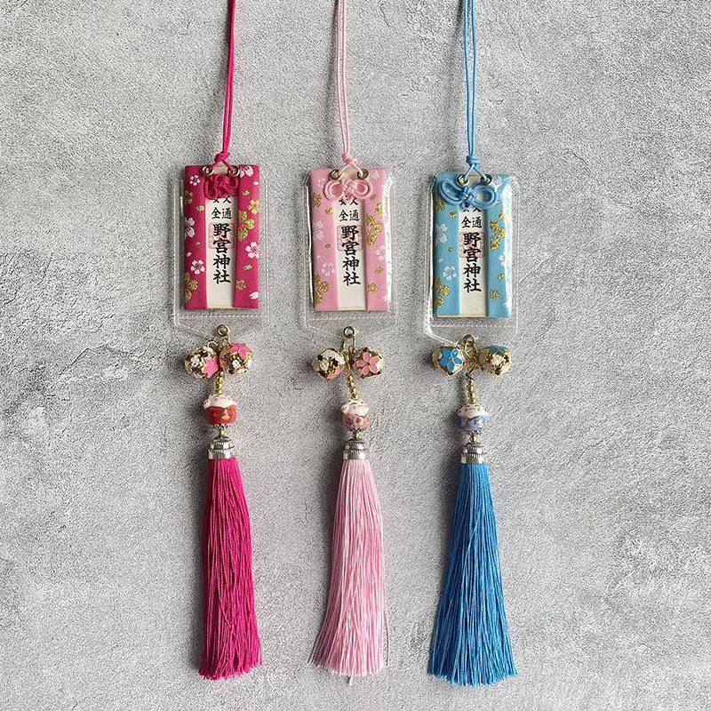 Japanese Car Rear View Mirror Traffic Safety Amulet Travel Safe Driving Pendant Good Luck Cherry Blossom Bell - Drift RC Model