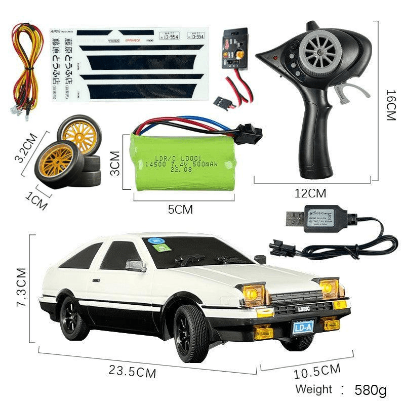 RC Toyota AE86 1/18 Classic Black and White Remote Control Car Popup Light Flip Light Drift RC Car - Drift RC Model