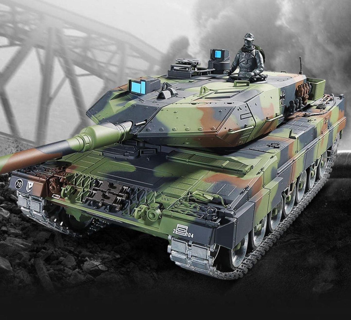 German Leopard 2A6 RC Tank Remote Control 1:16 Metal Military Model Electric Armored Combat Vehicle - Drift RC Model