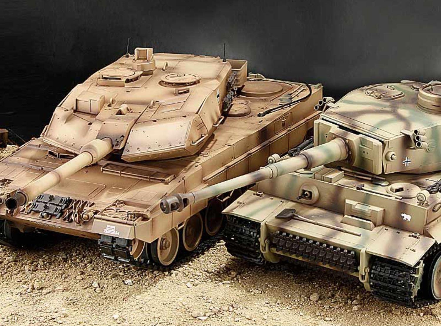 Remote Control Tiger Tank Modified Old Sand Military Tank Battle Damaged Vehicle - Drift RC Model