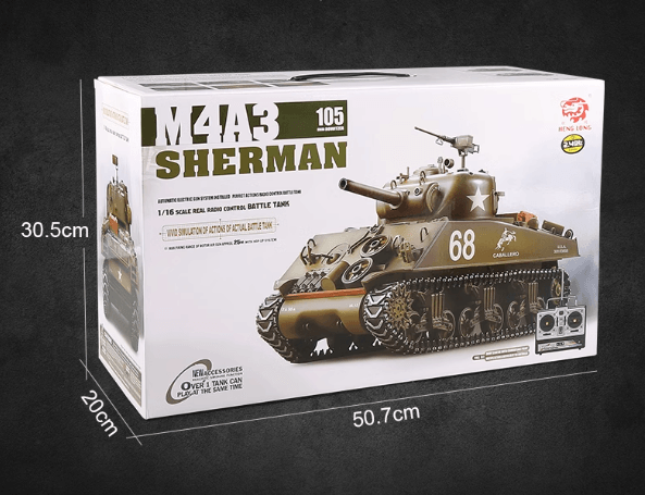 Henglong Remote Control Tank Sherman Metal Four-wheel Drive Off-road Vehicle Electric Charging Battle Tank - Drift RC Model