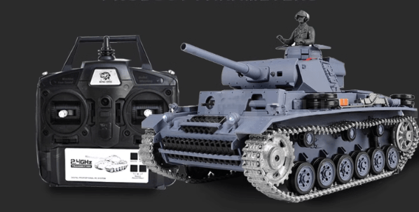 Henglong Metal Remote Control Tank Model 3848-1 Shooting Alloy Electric Rechargeable Military Off-road Vehicle - Drift RC Model