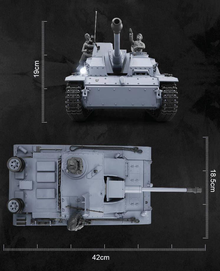 WWII German RC Tank StuG III Ausf.F/8 Sturmgeschütz III Remote Control Tank Metal Battle Military Model with Assault Gun - Drift RC Model