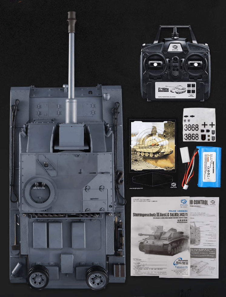 WWII German RC Tank StuG III Ausf.F/8 Sturmgeschütz III Remote Control Tank Metal Battle Military Model with Assault Gun - Drift RC Model