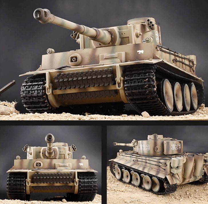 Remote Control Tiger Tank Modified Old Sand Military Tank Battle Damaged Vehicle - Drift RC Model