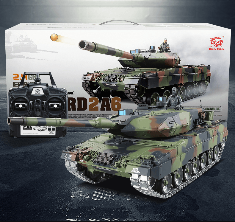 German Leopard 2A6 RC Tank Remote Control 1:16 Metal Military Model Electric Armored Combat Vehicle - Drift RC Model