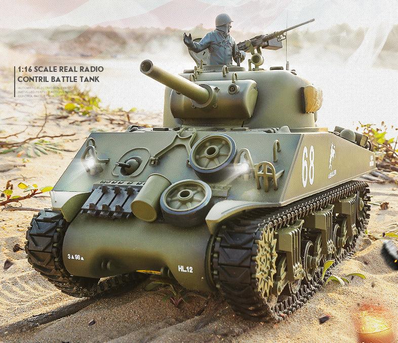 Henglong Remote Control Tank Sherman Metal Four-wheel Drive Off-road Vehicle Electric Charging Battle Tank - Drift RC Model